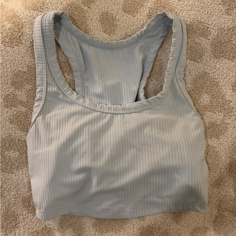 Light Blue Ribbed Sports Bra